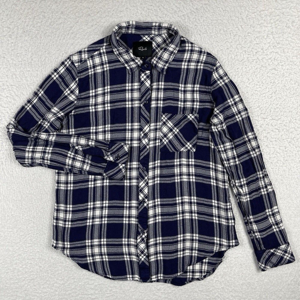 Rails Shirt Womens Medium Blue Plaid Flannel Ellison Casual Career Everyday‎ Top